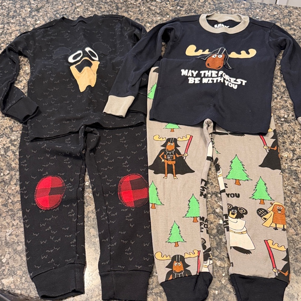 Kids Pajamas Set - Black and Beige